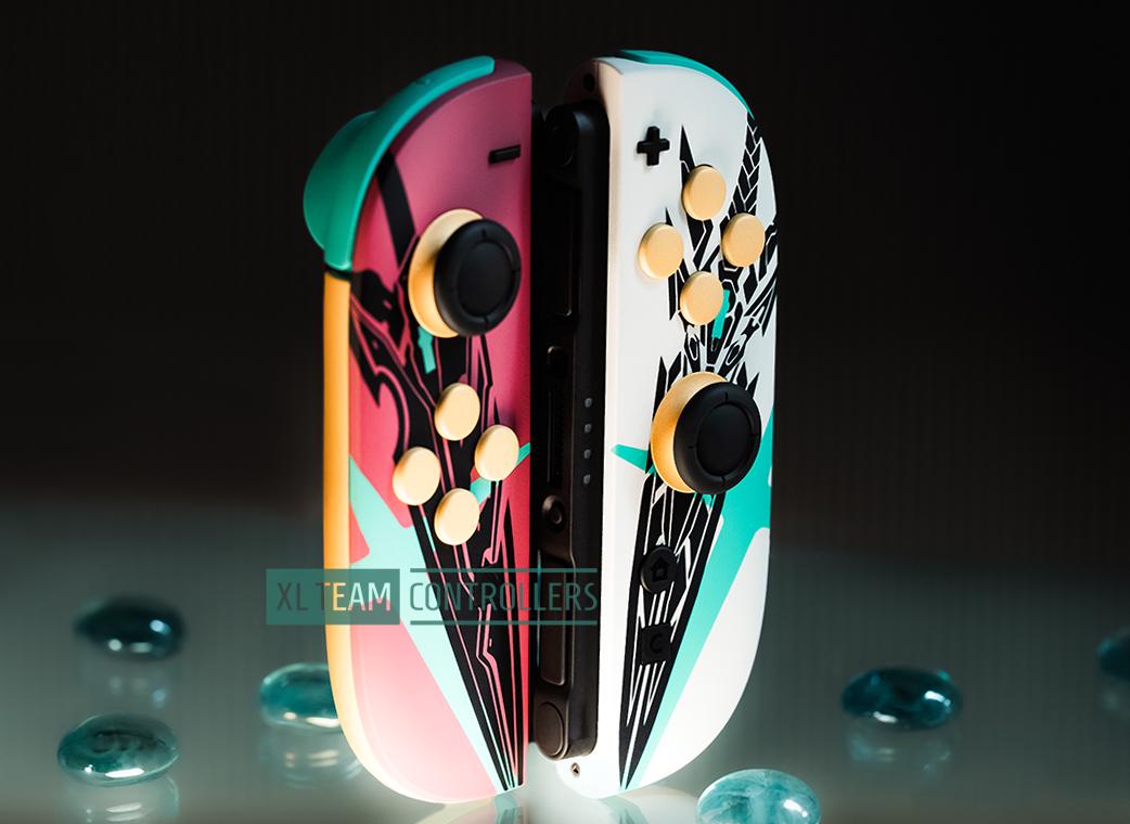 Xenoblade Chronicles Mythra Pyra Themed Nintendo Switch 2 JoyCons Controllers Custom Painted